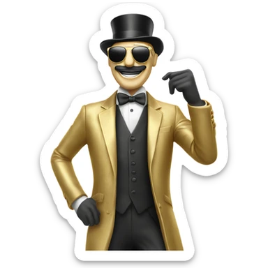 monopoly man in golden clothes celebrating in sunglasses sticker