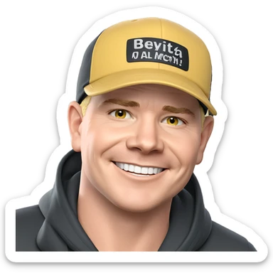 smiling boy in yellow hat sticker