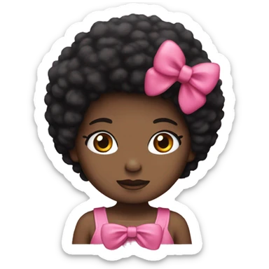 Brown hello kitty with black afro and pink bow  sticker