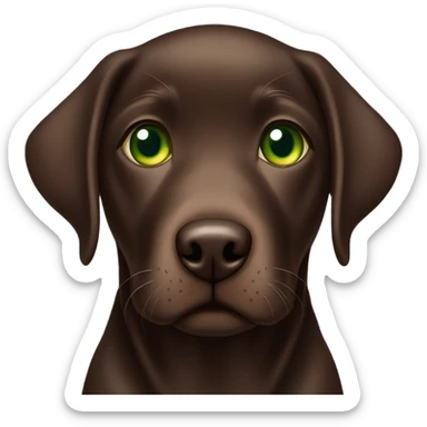 Chocolate Labrador puppy with green eyes sticker