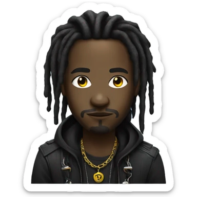 a black cyberpunk guy with dreads and chain sticker