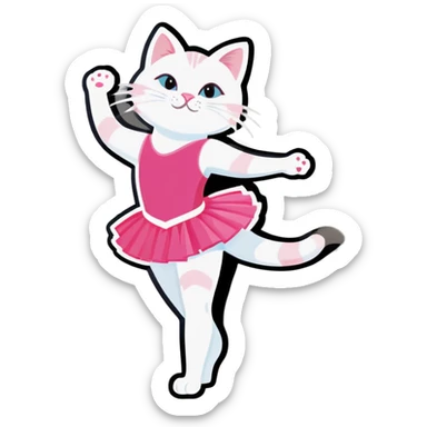 Athletic cat in pink dance leotard sticker