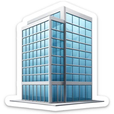 generate realistic detailed office glass building in 3d style sticker
