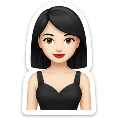 “Emoji girl, femme fatale, black hair. megan fox vibes black dress sticker