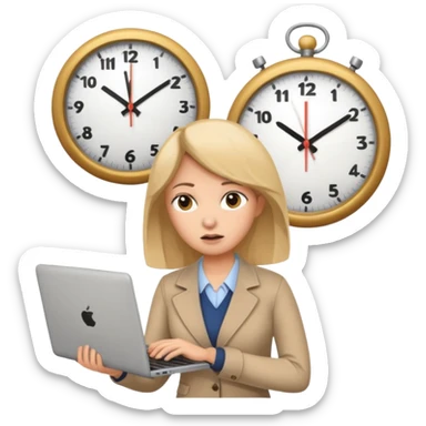 I like the 4th image. Now, make the same woman leave work with her laptop in hand. Add a clock behind her on the wall .  sticker