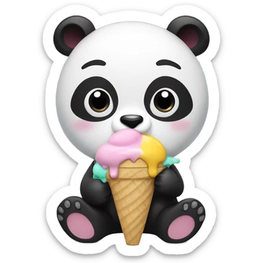 Panda eating ice cream sticker