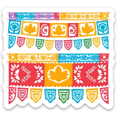colorful papel picado Mexican banner decoration sticker