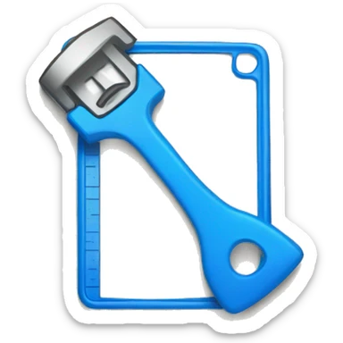 Gridded blueprint background with phone, and wrench and brush. sticker