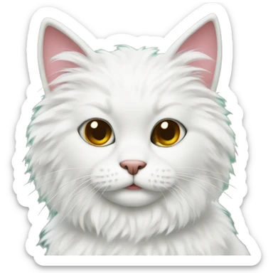 white fluffy girl cat with Christmas theme sticker