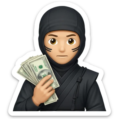 Ninja holding money sticker