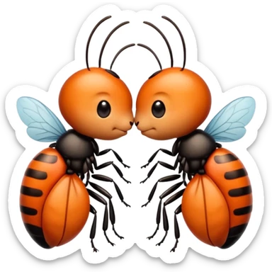 Two little bug cute, Kiss, message "Te amo mi bichin" sticker