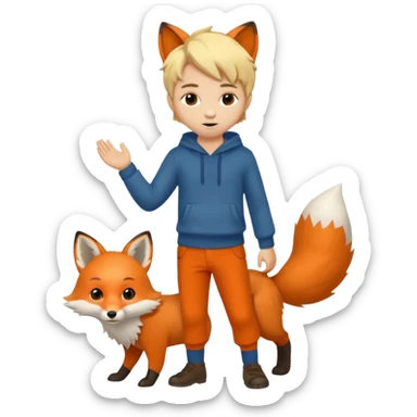 Pequeno Príncipe de corpo inteiro e a raposa sticker