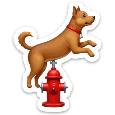 Dog lifting his back leg peeing on fire hydrant  sticker