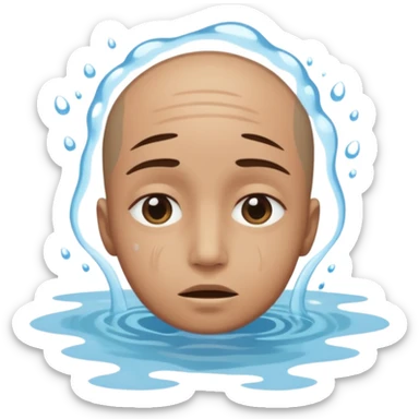 Tête qui se noit dans l’eau avec l’eau à la moitié du visage  sticker