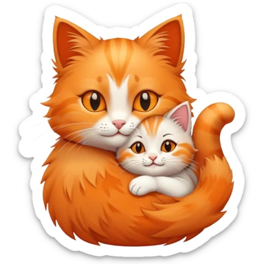 happy mom cat hugging her happy kitten cozy and affectionate sticker