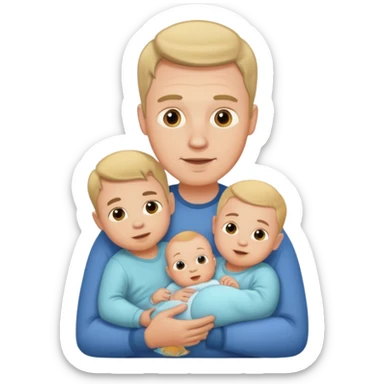 white man with three babies sticker