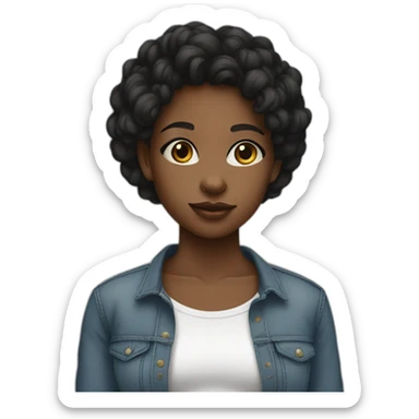 cute black girl with crop top shirt sticker