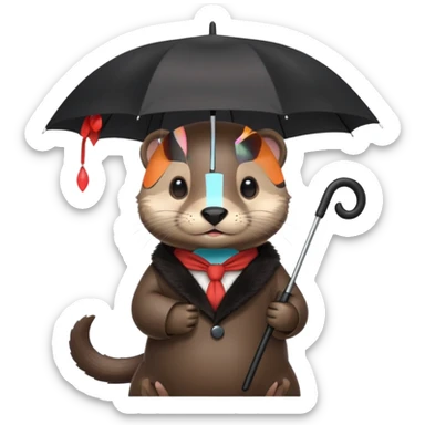 Loutre mignonne avec un parapluie sticker