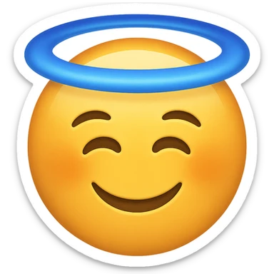 face with halo emoji, digital illustration, no background sticker