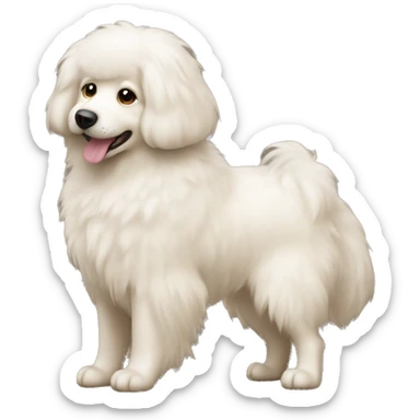 A white fluffly dog almost beige sticker