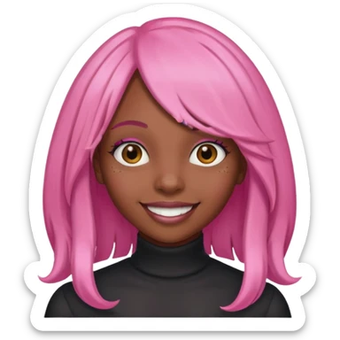 Black girl with long pink wig sticker