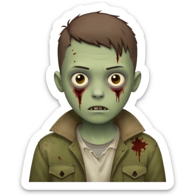 boy zombie with an brown buzzcut hairstyle sticker