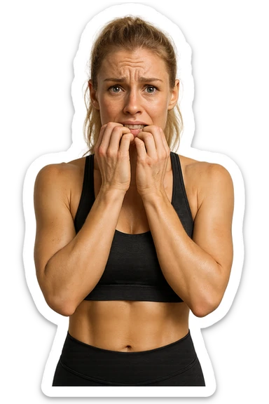 donna fitness bionda e bella ma nervosa, iperrealistica 4k sticker