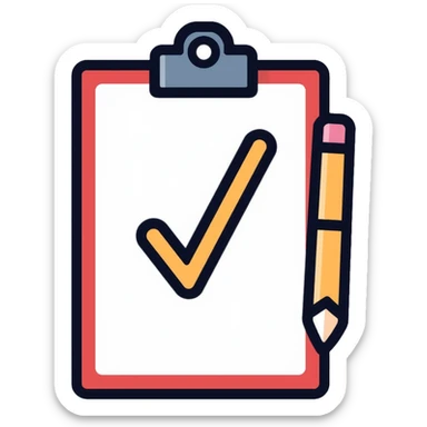 clipboard with checkmark, job finished, completed task sticker