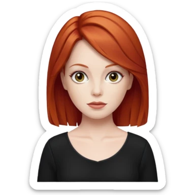 Lee Purcell with red hair, black outfit sticker