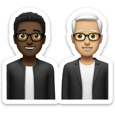 Man with brown skin and black hair, also another man with white skin and black hair with glasses in your face  sticker