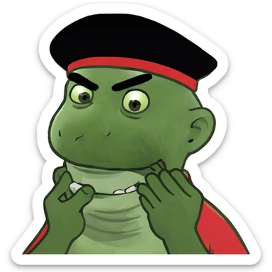 Man choking himself with his hands on neck sticker