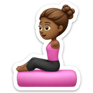 Pink pilates princess with brown hair working out sticker