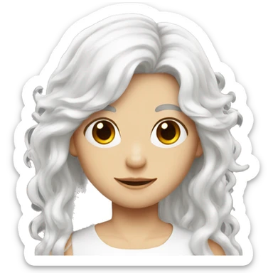 long white hair,white skin,angel halo,red devil horns sticker