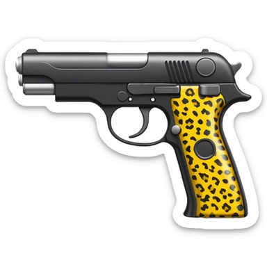 gun with bold yellow and black leopard print pattern sticker