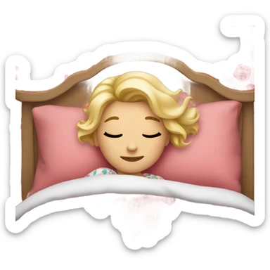 Blonde girl sleeping in rose bed sticker
