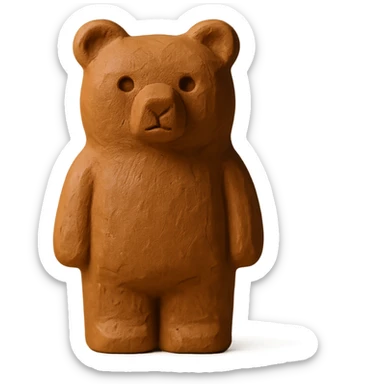small wooden bear totem in claymation style sticker