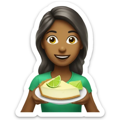 A girl eating key lime pie sticker