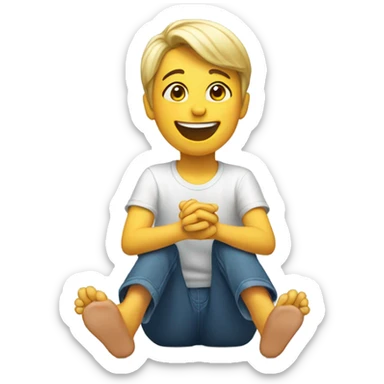 a happy person wiggling their toes sticker