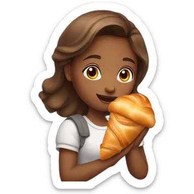 Cute girl with croissant sticker