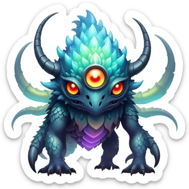 Apocalyptic dystopian foggy steamy iridescent aesthetic-scenery-Fakémon-creature sticker