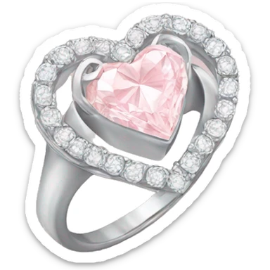 Silver light pink diamond ring heart sticker