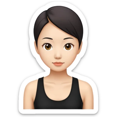 balding asian woman in black tanktop sticker