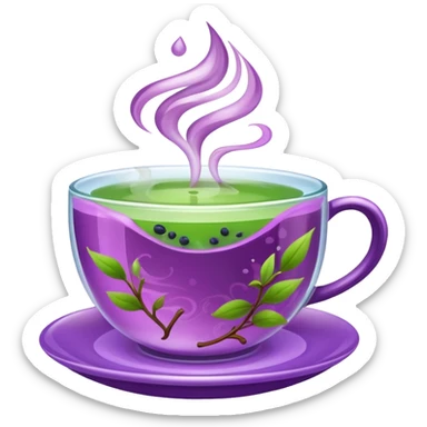 Berry green tea in a steaming cup sticker
