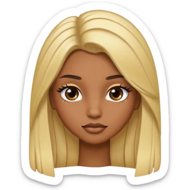 brown skin long blonde hair with long lashes sticker