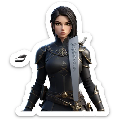 warrior girl with sword sticker