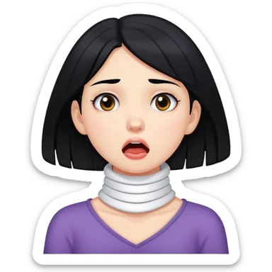 A girl with black hair choking her neck sticker