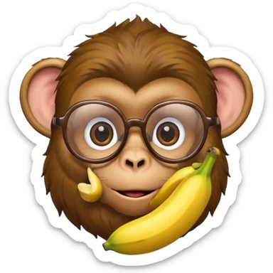 monkey with banana and wearing glasses sticker