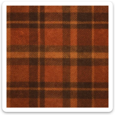 cozy autumn plaid pattern, flannel fabric texture, brown orange red, rustic fall background, soft textile look sticker
