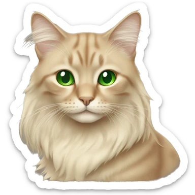Beige cat with green eyes long hair sticker
