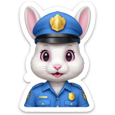 cute Rabbit police, blue uniform including helmet of uniform sticker
